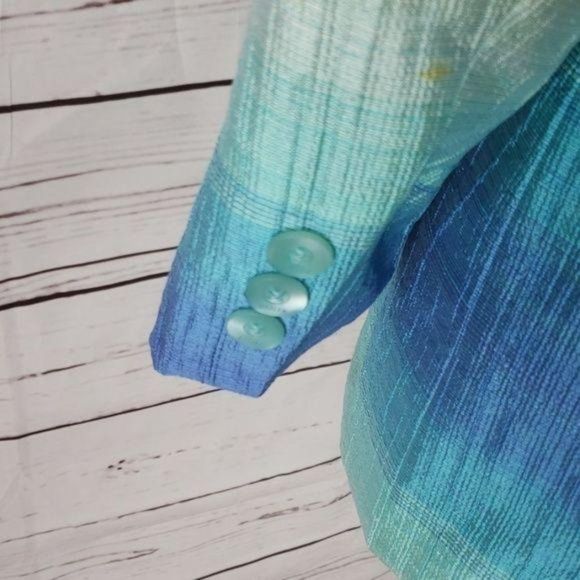 Horst Basler Multicolored‎ Blue Stripe size 38 size 8 Blazer button up jacket - Picture 5 of 8